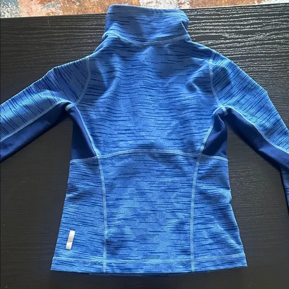 Zella Blue Striped Long sleeve Pullover Shirt with half zipper. - Picture 9 of 12